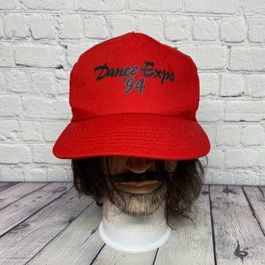 Vintage 90s Hat Cap Snapback Red Dance Expo '94 Dancer Casual - Bill - Brittle